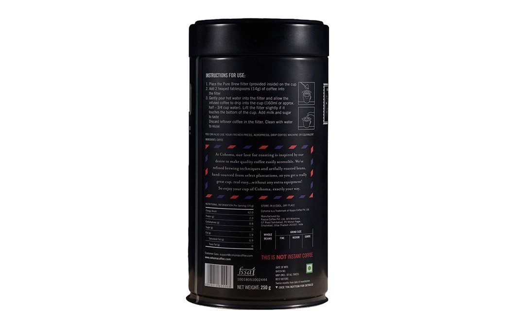 Cohoma Roasted Coffee, Original Custom Roast   Container  250 grams